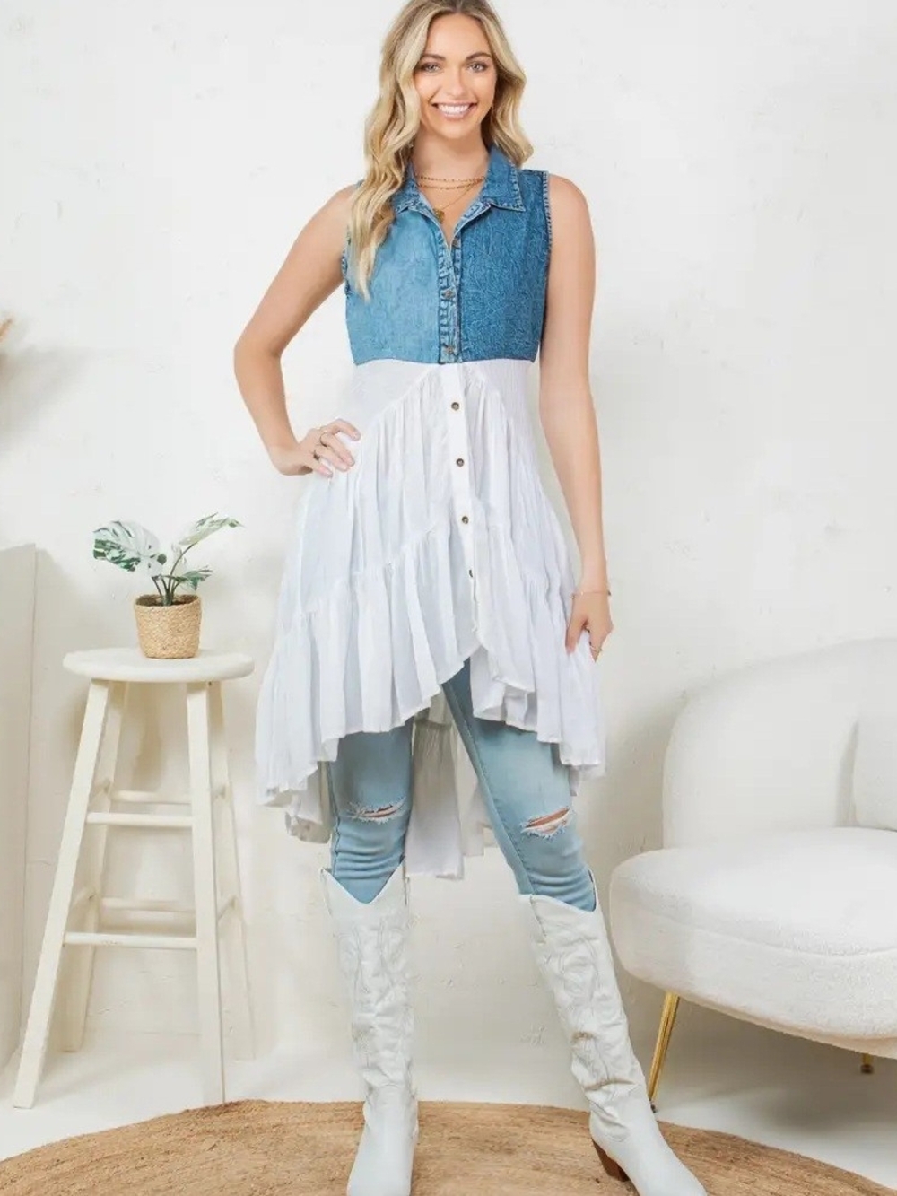 front open asymmetrical high low top- TP23335